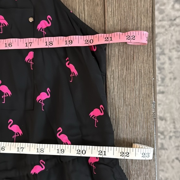 Torrid Mini Challis Zip-Front Shirt Dress Black Flamingo - Picture 11 of 12